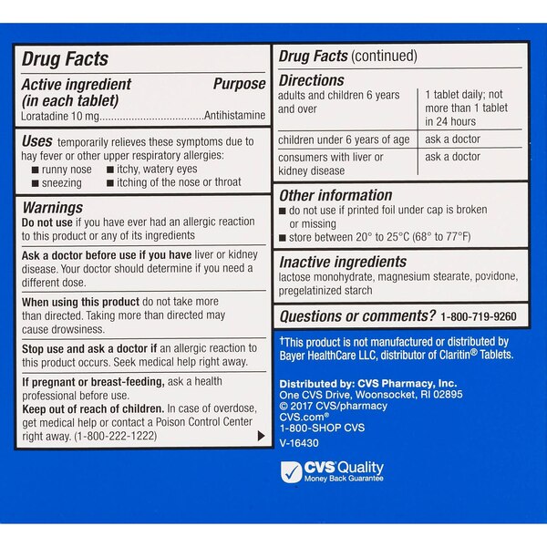 CVS Health 24HR Non Drowsy Allergy Relief Loratadine Tablets