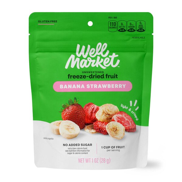 Well Market, Unsweetened Freeze-Dried Bananas and Strawberries, 1 oz