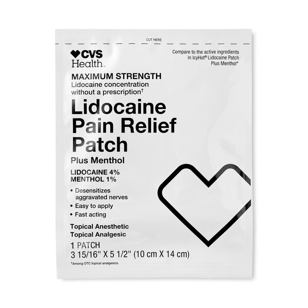 CVS Health Maximum Strength Lidocaine Pain Relief Plus Menthol Patch, MEDIUM, 5 CT