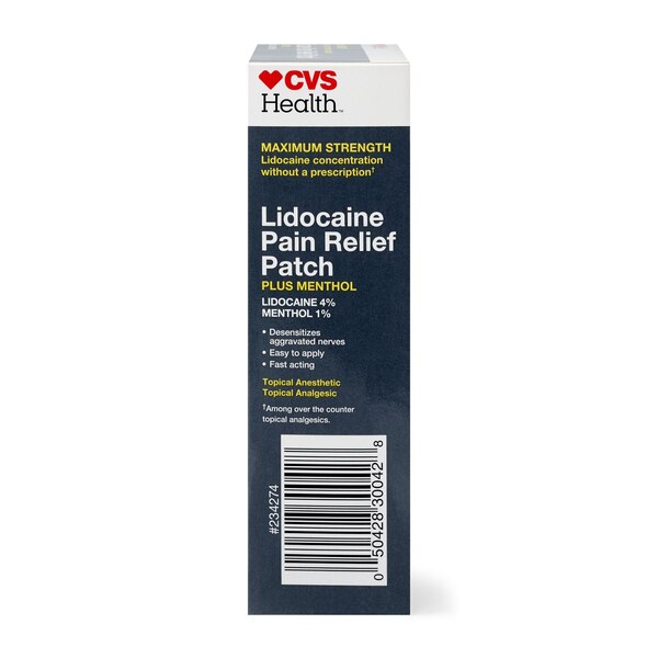 CVS Health Maximum Strength Lidocaine Pain Relief Plus Menthol Patch, MEDIUM, 5 CT