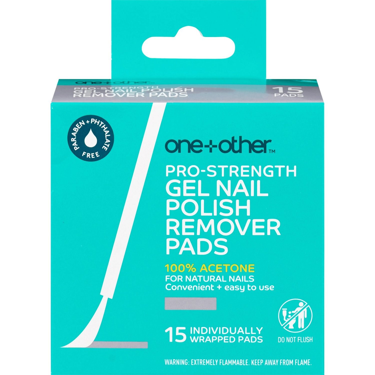 one+other Pro Strength 100% Acetone Gel Nail Polish Remover Pads image.