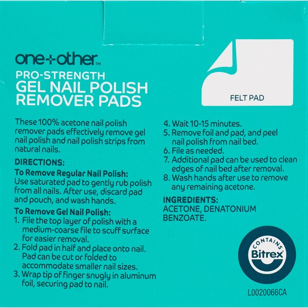 one+other Pro Strength 100% Acetone Gel Nail Polish Remover Pads