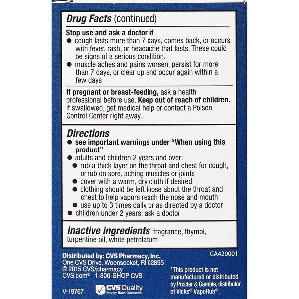 CVS Health Medicated Chest Rub Cough Suppressant