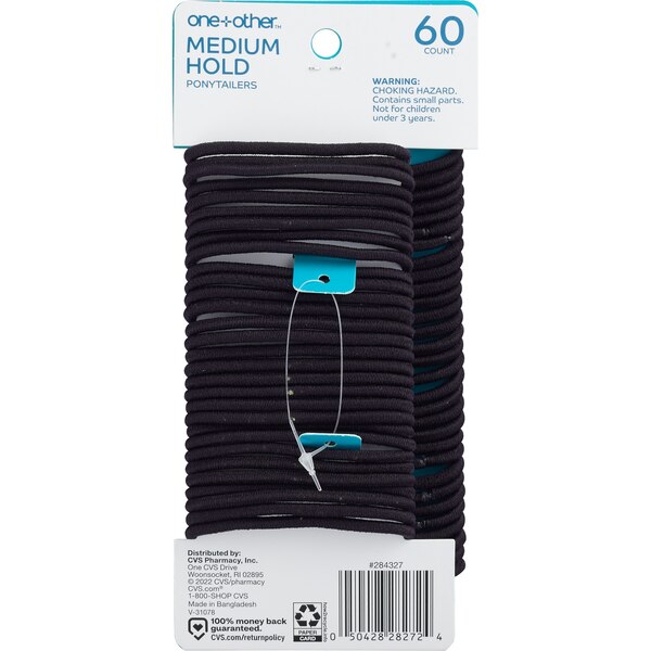one+other Medium Hold Ponytailers, Black, 60 CT
