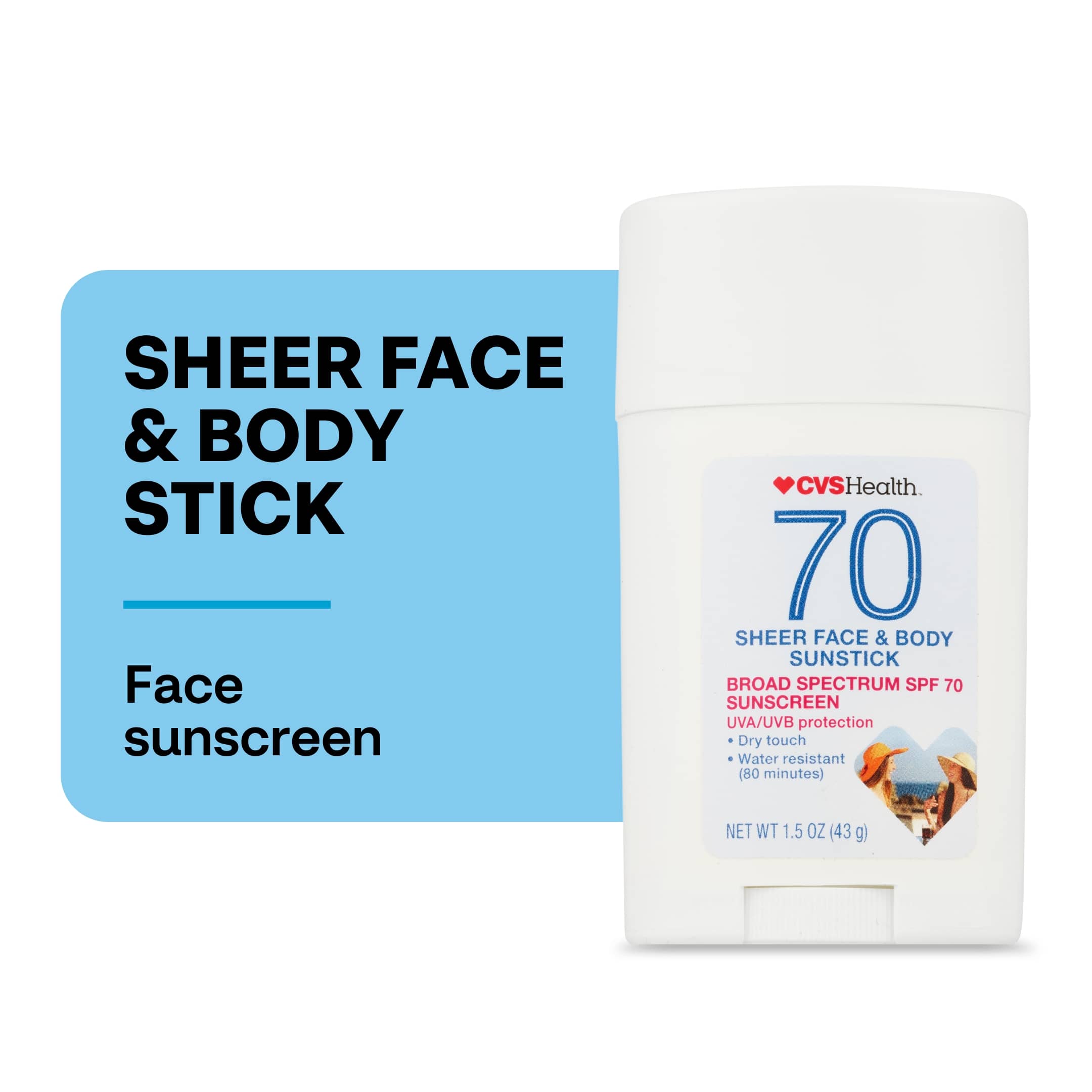 CVS Health SPF 70 Sheer Face & Body Sunstick, 1.5 OZ