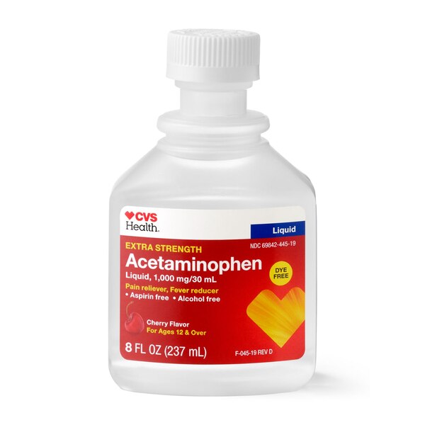 CVS Health Extra Strength Acetaminophen Pain Reliever & Fever Reducer 1000 MG Liquid, Cherry, 8 FL OZ