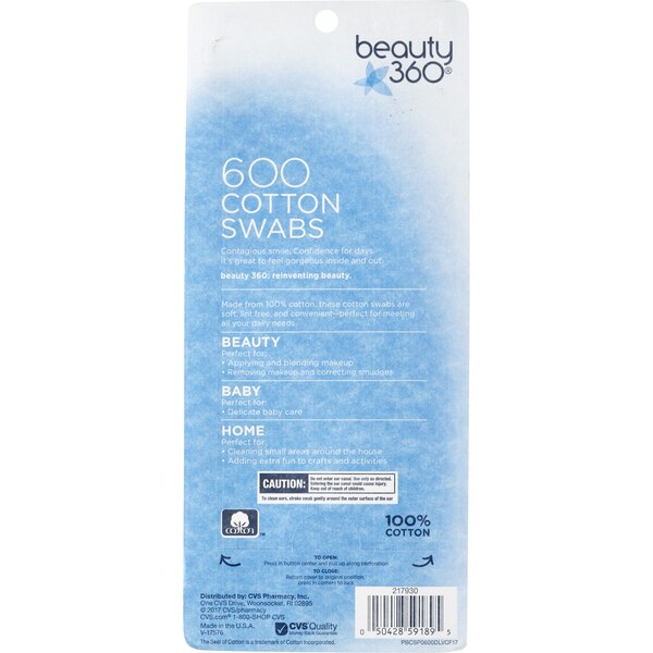 Beauty 360 Paper Stick Cotton Swabs, 600CT