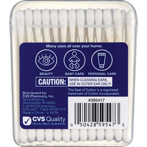 CVS Health Cotton Swabs Paper Stick, 50 CT