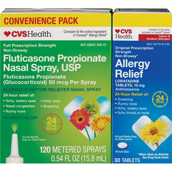 CVS Health 24HR Nasal Spray + Allergy Relief Loratadine HCl Combo Pack