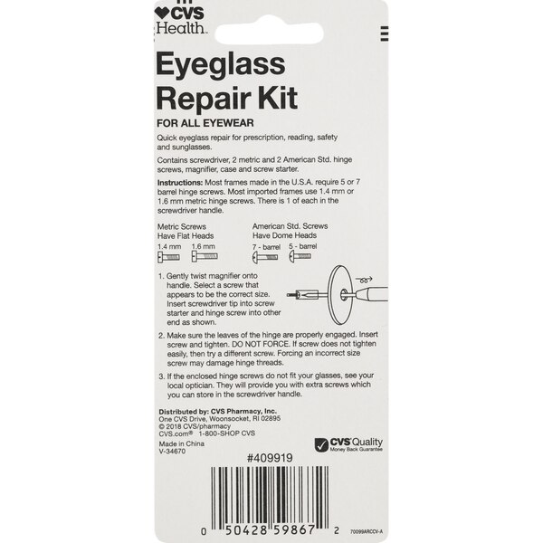 CVS Health - Kit para reparar gafas, para todo tipo de gafas