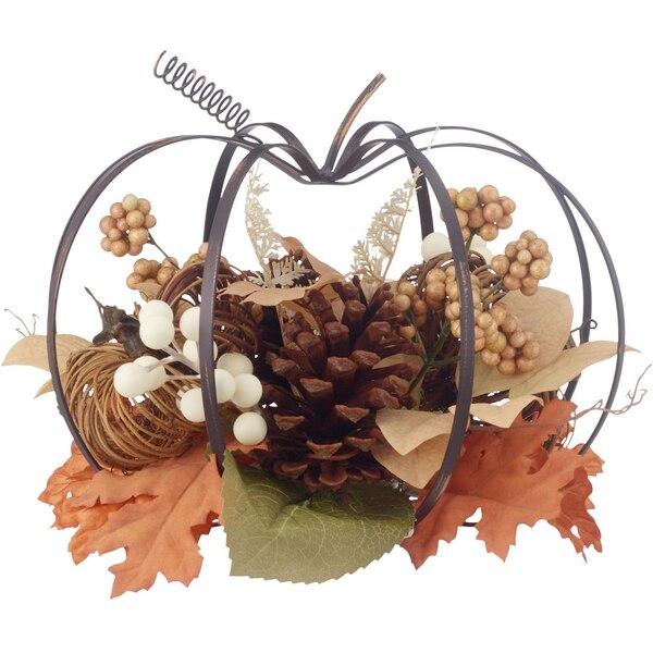 Fall Fest Wire Pumpkin Decor, 12 in