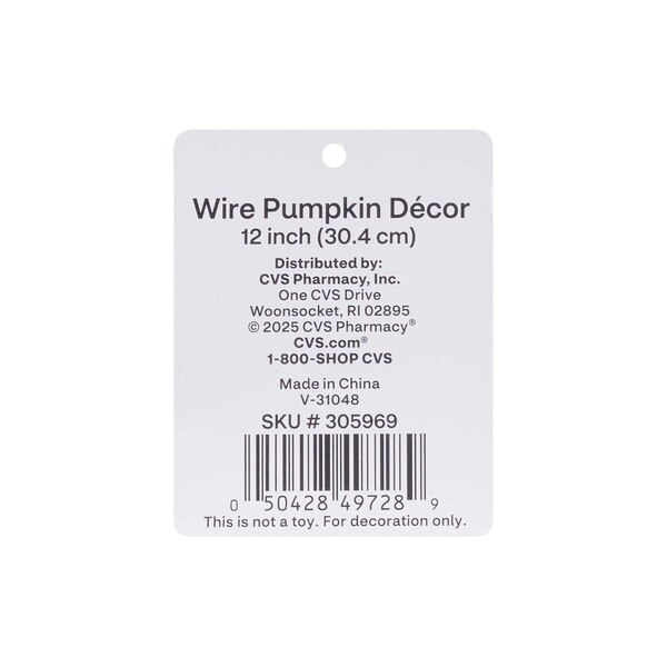 Fall Fest Wire Pumpkin Decor, 12 in
