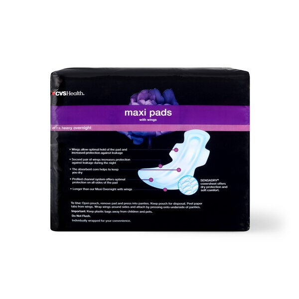 CVS Health Maxi Pads with Wings, Extra Heavy Overnight