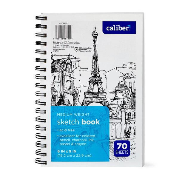 Caliber Sketch Book 9 In x 6 in, Medium Weight, 70 Sheets