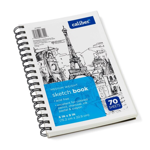 Caliber Sketch Book 9 In x 6 in, Medium Weight, 70 Sheets