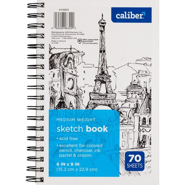 Caliber Sketch Book 9 In x 6 in, Medium Weight, 70 Sheets