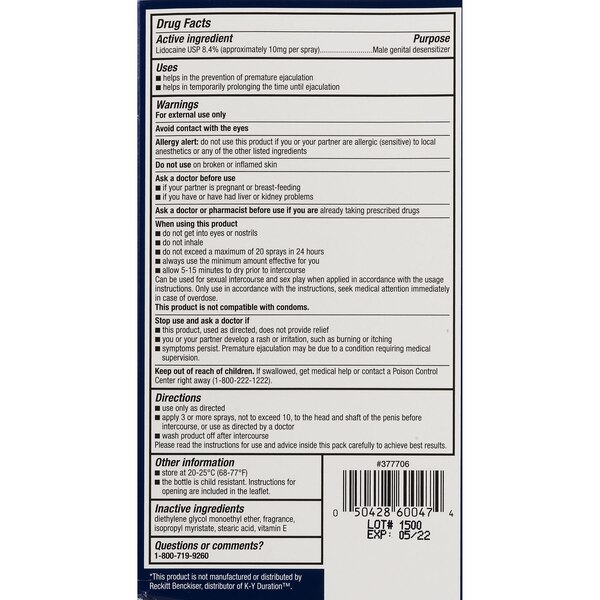Endure Licocaine Men's Desensitizing Spray, 0.22 FL OZ