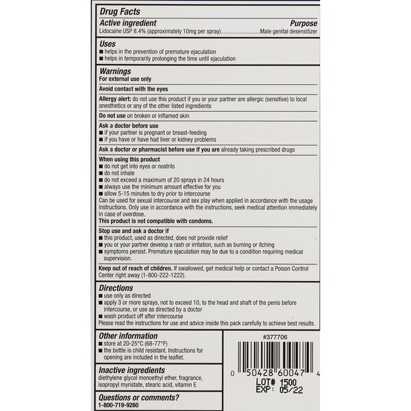 Endure Licocaine Men's Desensitizing Spray, 0.22 FL OZ