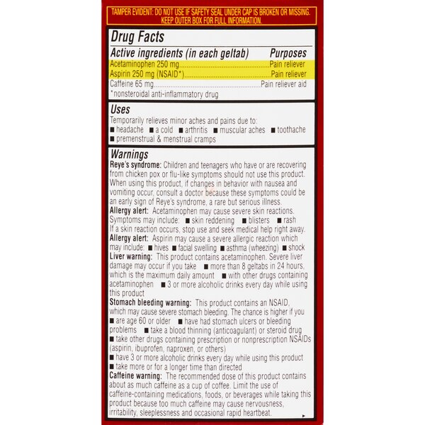 CVS Health Extra Strength Headache Relief Acetaminophen, Aspirin (NSAID) & Caffeine Geltabs
