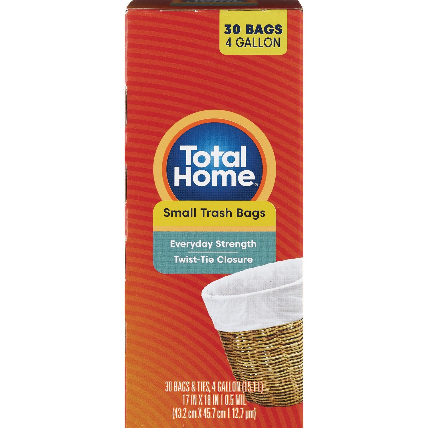 Total Home Small Trash Liners, 4 Gallon, 30 CT