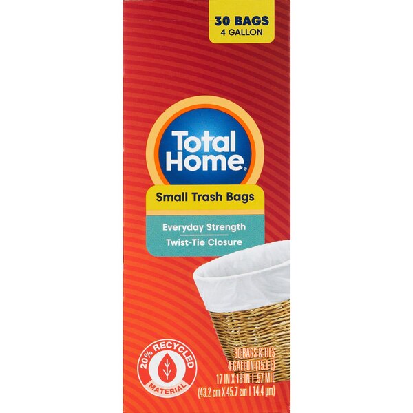 Total Home Small Trash Liners, 4 Gallon, 30 ct