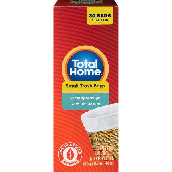 Total Home Small Trash Liners, 4 Gallon, 30 ct