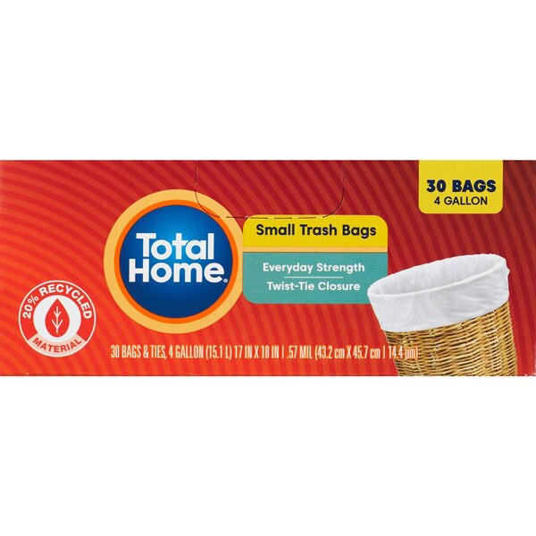 Total Home Small Trash Liners, 4 Gallon, 30 ct
