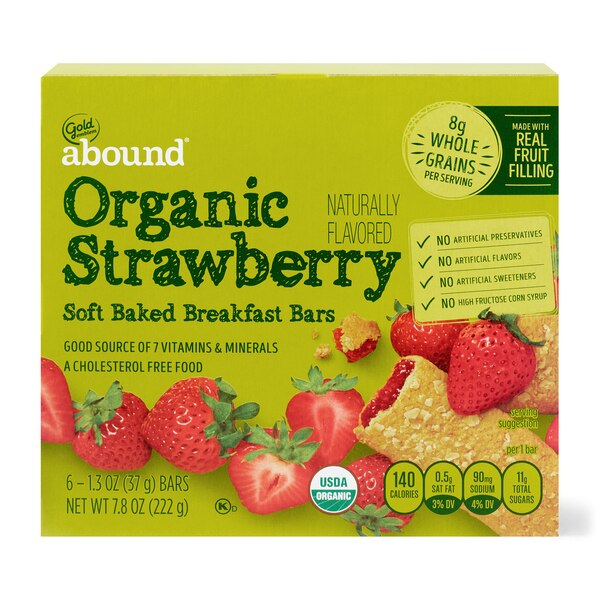 Gold Emblem Abound Organic Strawberry Soft Baked Breakfast Bars, 6 ct