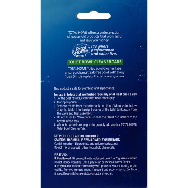 Total Home Toilet Bowl Cleaner Tabs, 2 ct