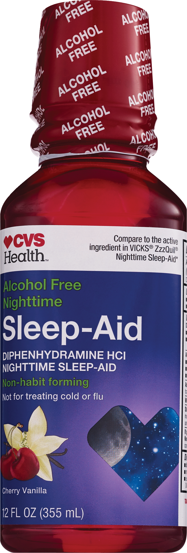 CVS Health Nighttime Sleep Aid Syrup, Cherry Vanilla, 12 OZ