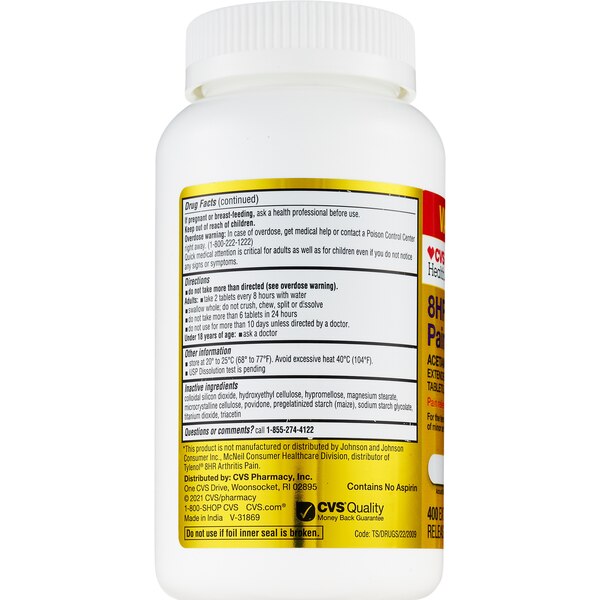 CVS Health 8HR Arthritis Pain Relief Acetaminophen 650 MG Caplets