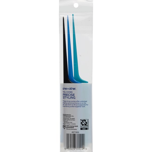 one+other Precise Styling Tail Combs, Assorted Colors, 3 CT