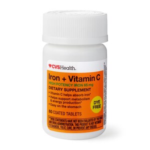 CVS Health Iron + Vitamin C Tablets, 60 CT