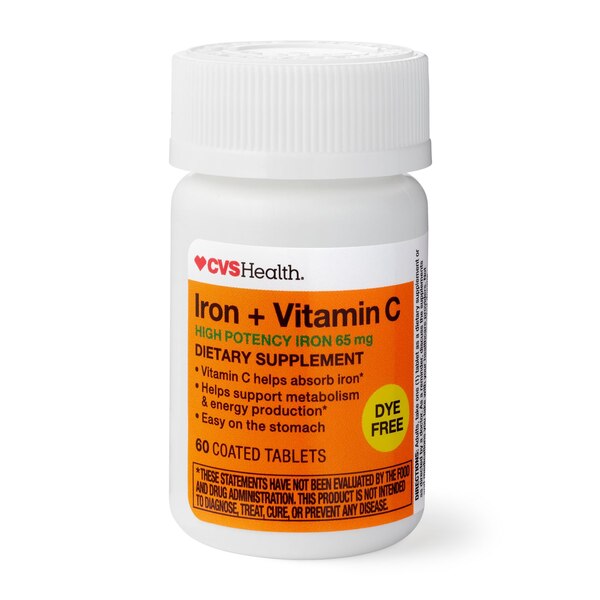 CVS Health Iron + Vitamin C Tablets, 60 CT