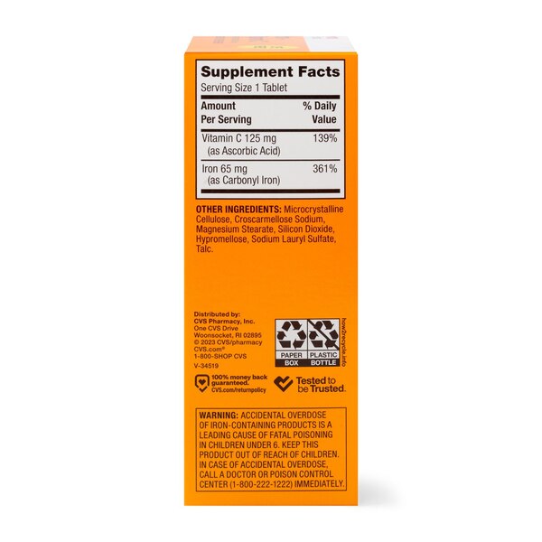 CVS Health Iron + Vitamin C Tablets, 60 CT