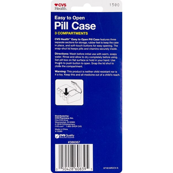 CVS Health 3-Compartment  Soft Touch Pill Case