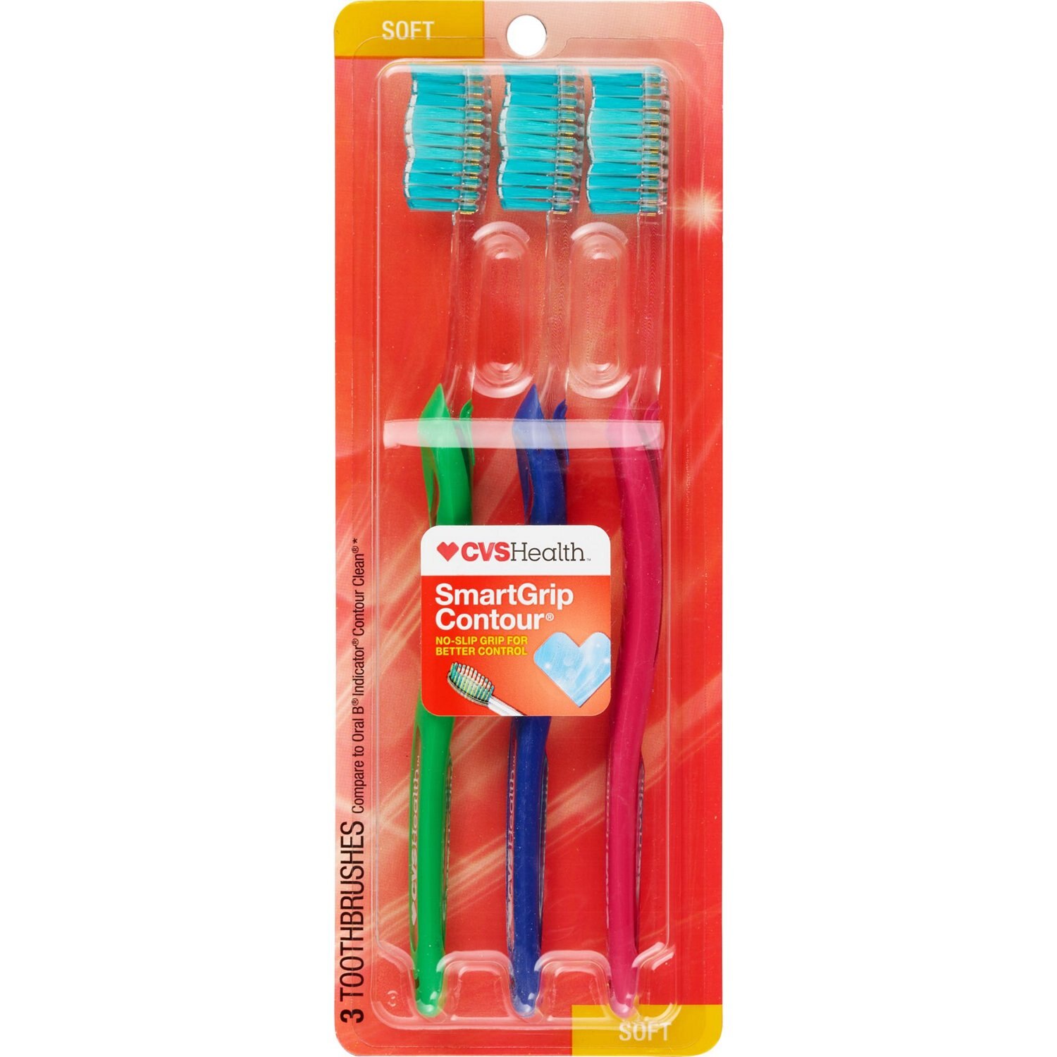 CVS SmartGrip Contour Toothbrush, Soft Bristle