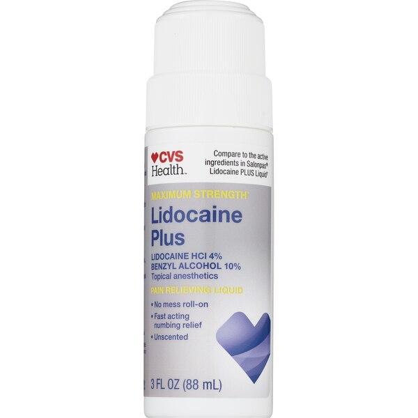 CVS Health Maximum Strength Lidocaine Plus Pain Relieving Liquid Roll-On, 3 FL OZ