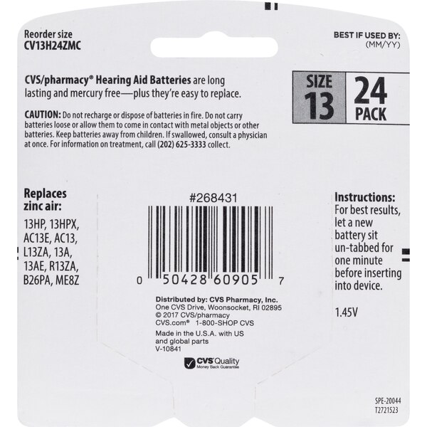CVS Hearing Aid Batteries Size 13, 8 ct