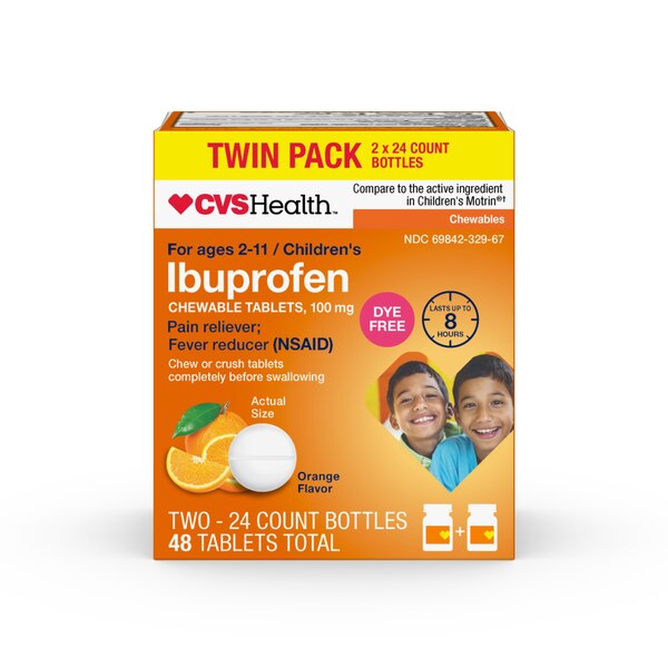 CVS Health Junior Strength Ibuprofen 100 MG Chewable Tablets, Orange