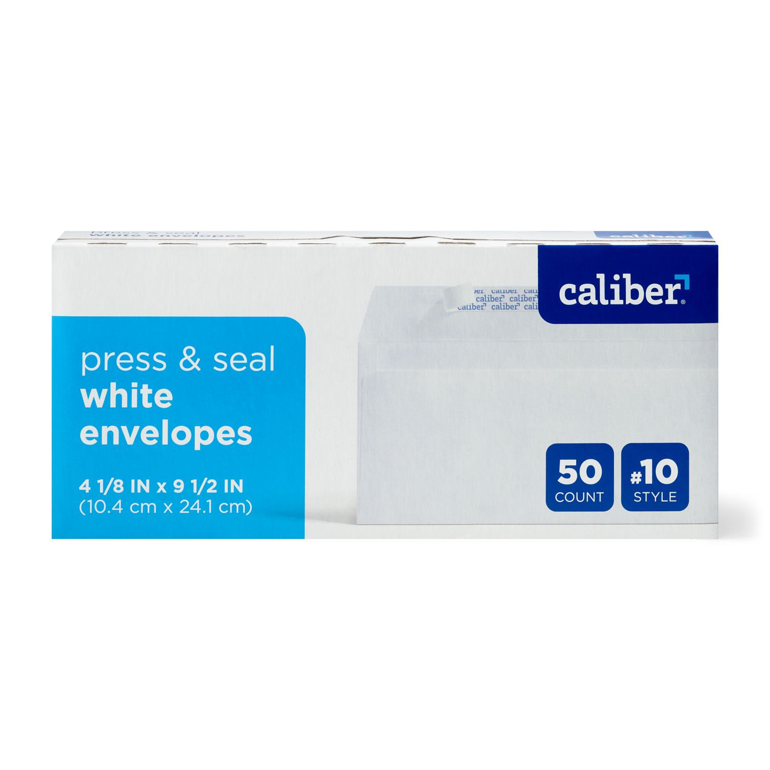 Caliber #10 Press & Seal White Envelopes, 4 1/8 in. x 9 1/2 in., 50 CT