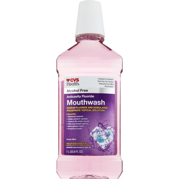 CVS Health Anticavity Fluoride Alcohol Free Mouthwash, Fresh Mint
