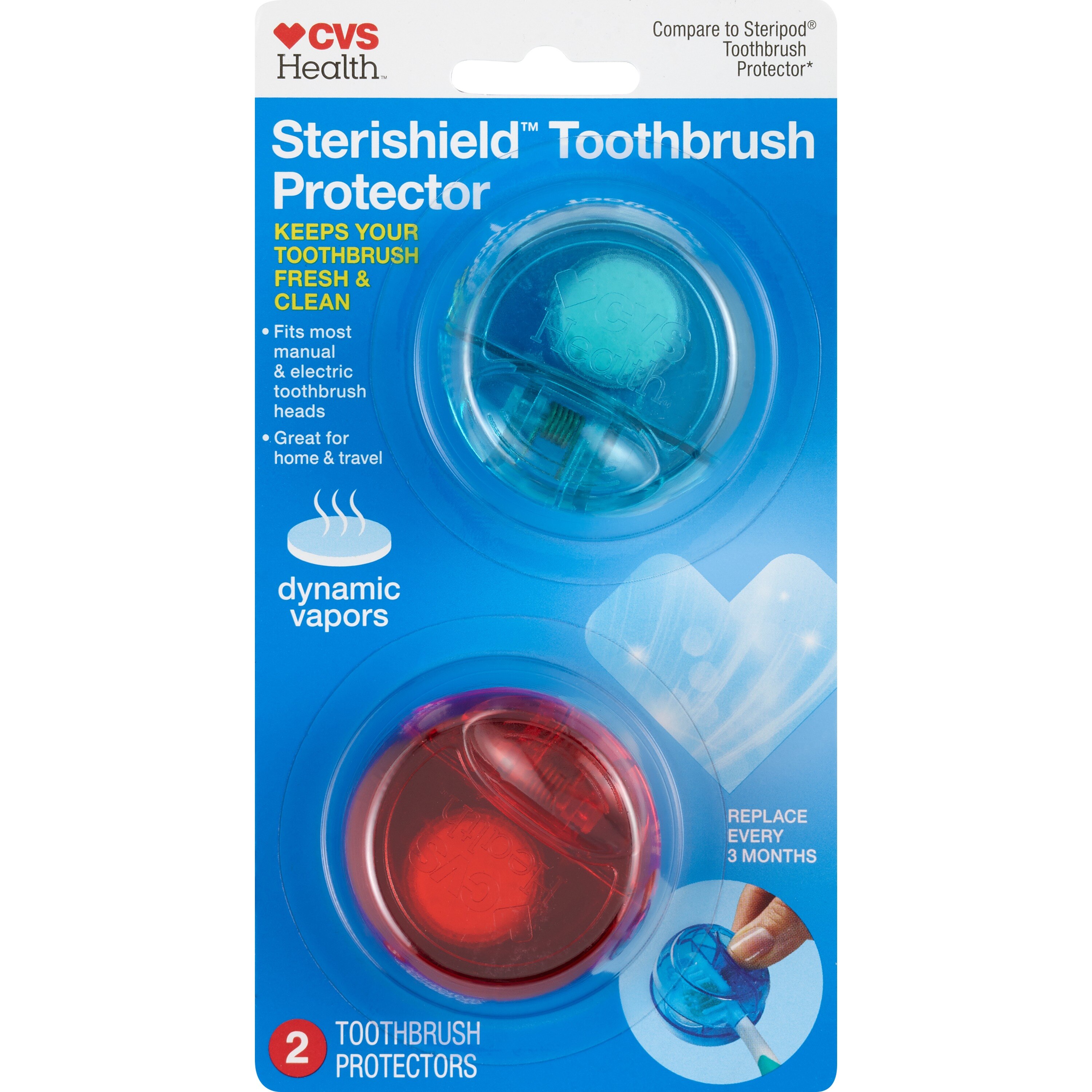 CVS Health Sterishield - Protector para cepillo dental, 2 u.
