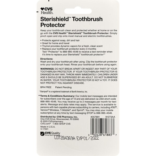 CVS Health Sterishield Toothbrush Protector, 2 CT