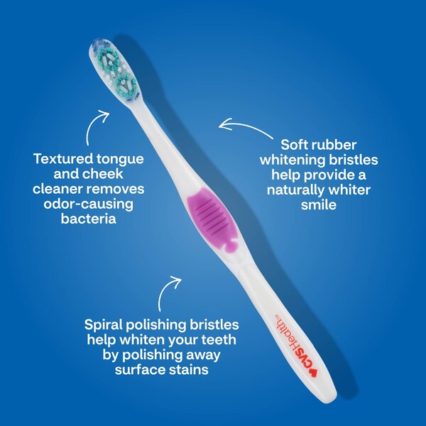 CVS Health Full Circle Reflective White Toothbrush, Medium Bristle, 2 CT