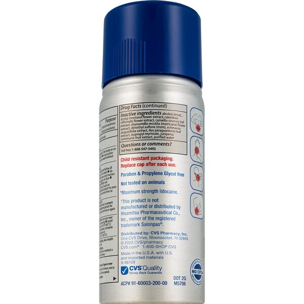 CVS Health Maximum Strength Lidocaine Plus Pain Relief Dry Spray, 3 OZ