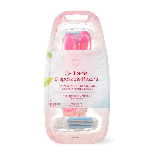 CVS Beauty Women's 3 Blade Disposable Razors, 3 CT