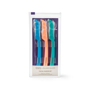 GSQ by GLAMSQUAD Facial Razor Set, Blue + Peach + Emerald