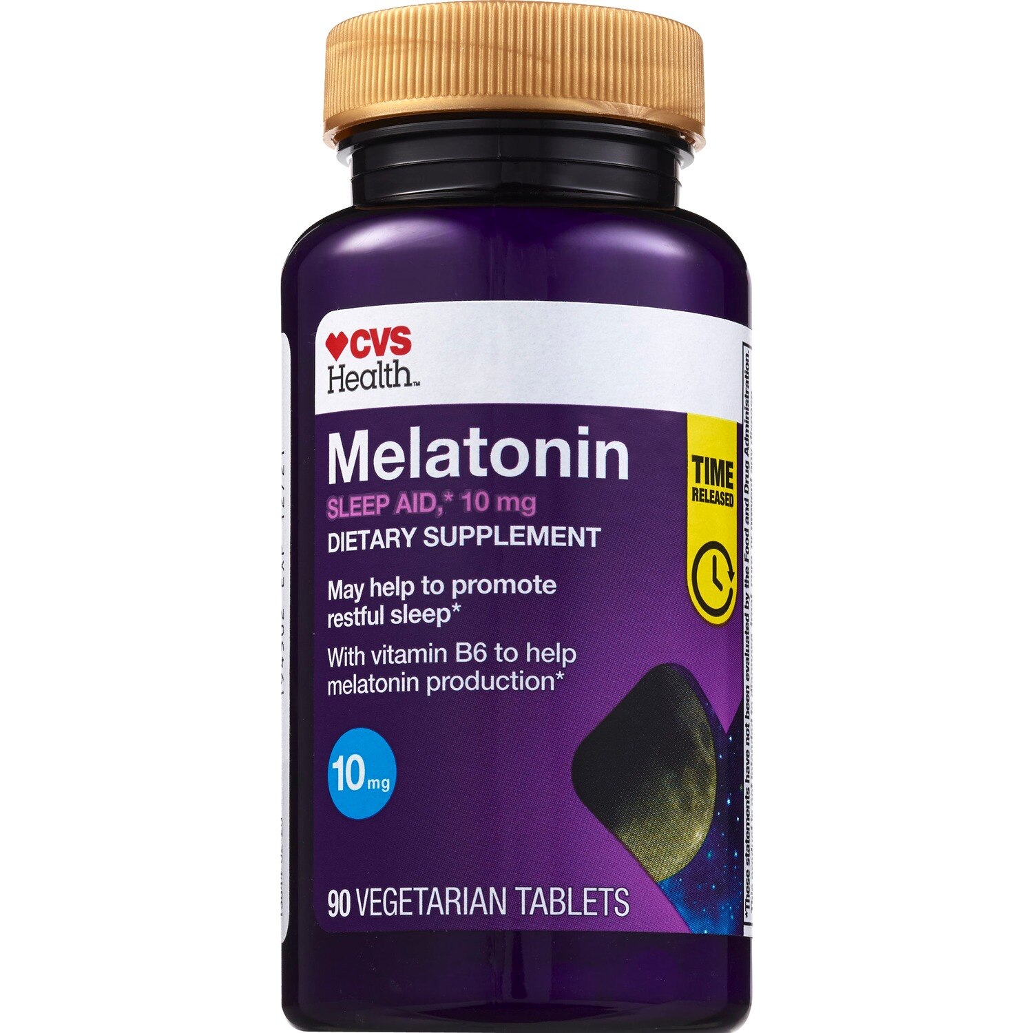 CVS Health Melatonin 10mg Sleep Aid Time Released Vegetarian Tablets, 90 CT