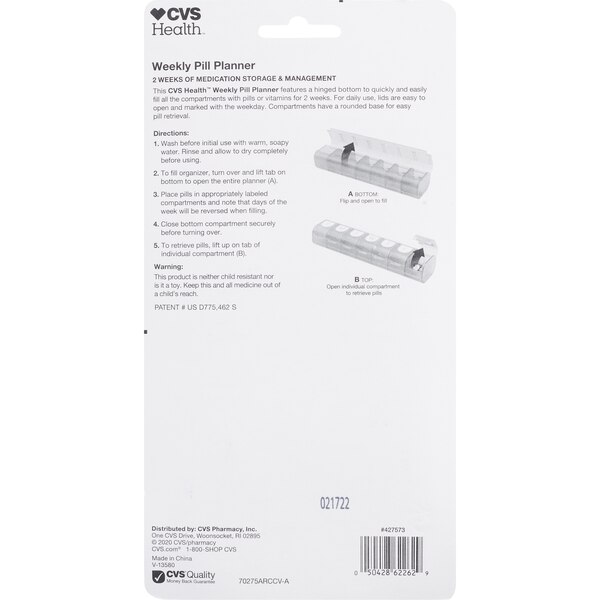 CVS Health Weekly Pill Planner, 2 PACK